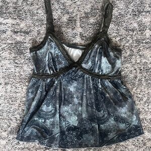 Women's Green Floral Lace-Trim Cami